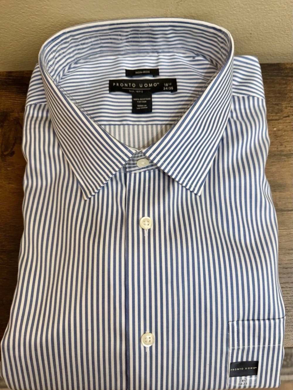 Pronto Uomo Blue & White Pinstripe Men's Dress Shirt